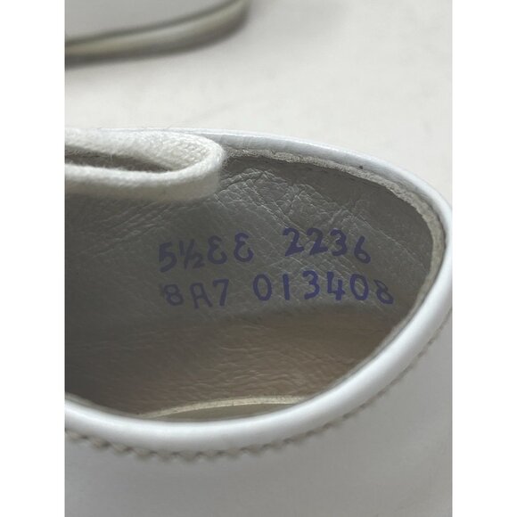 Vintage Stride Rite Hard Sole Baby Shoes Size 5-1/2 EE White Leather Made in USA - Picture 5 of 10